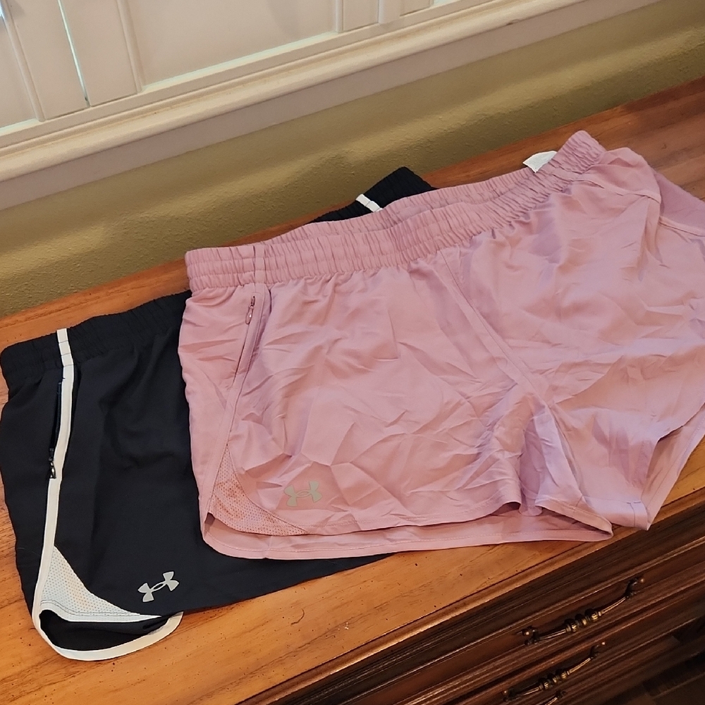 Under Armour Women's Light Pink and Black Athletic Shorts
